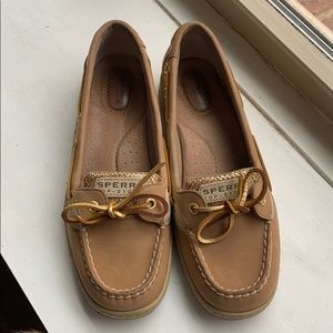 Women’s Sperry boat shoes with gold sequin detail